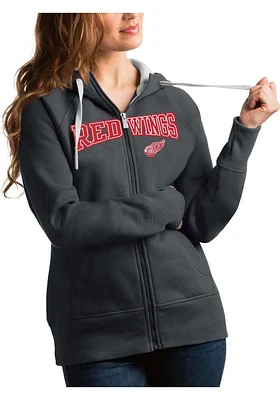 Antigua Detroit Red Wings Womens Charcoal Split Victory Long Sleeve Full Zip Jacket
