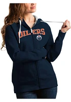 Antigua Edmonton Oilers Womens Navy Blue Split Victory Long Sleeve Full Zip Jacket