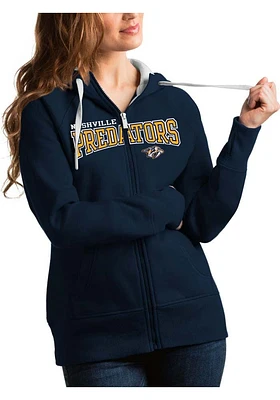 Antigua Nashville Predators Womens Navy Blue Split Victory Long Sleeve Full Zip Jacket