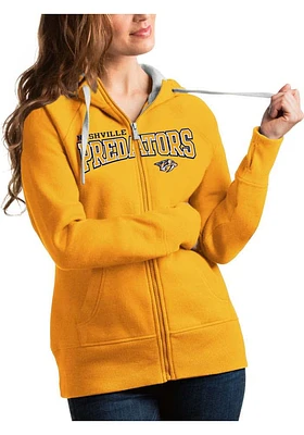 Antigua Nashville Predators Womens Gold Split Victory Long Sleeve Full Zip Jacket