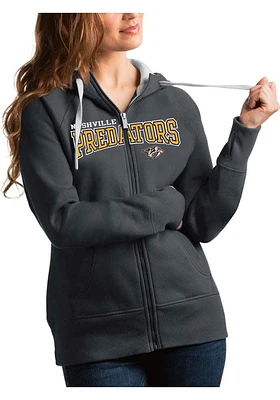 Antigua Nashville Predators Womens Charcoal Split Victory Long Sleeve Full Zip Jacket