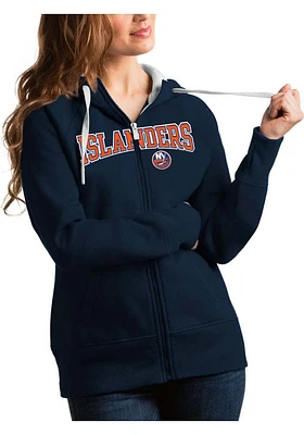 Antigua New York Islanders Womens Navy Blue Split Victory Long Sleeve Full Zip Jacket