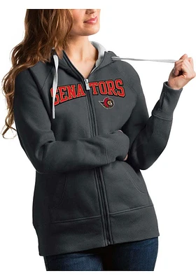 Antigua Ottawa Senators Womens Charcoal Split Victory Long Sleeve Full Zip Jacket
