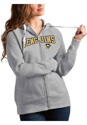 Antigua Pittsburgh Penguins Womens Grey Split Victory Long Sleeve Full Zip Jacket