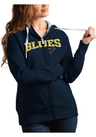Antigua St Louis Blues Womens Navy Blue Split Victory Long Sleeve Full Zip Jacket