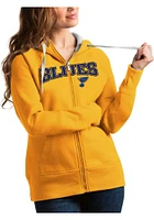 Antigua St Louis Blues Womens Gold Split Victory Long Sleeve Full Zip Jacket