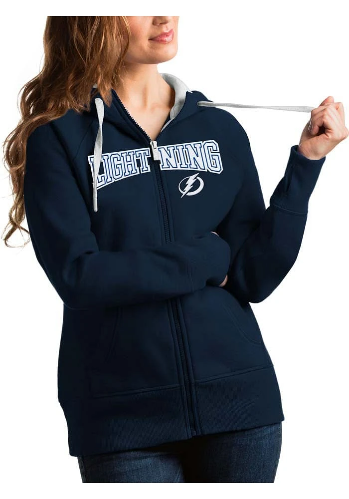 Antigua Tampa Bay Lightning Womens Navy Blue Split Victory Long Sleeve Full Zip Jacket