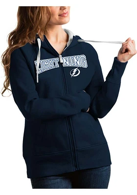 Antigua Tampa Bay Lightning Womens Navy Blue Split Victory Long Sleeve Full Zip Jacket