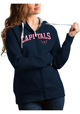 Antigua Washington Capitals Womens Navy Blue Split Victory Long Sleeve Full Zip Jacket