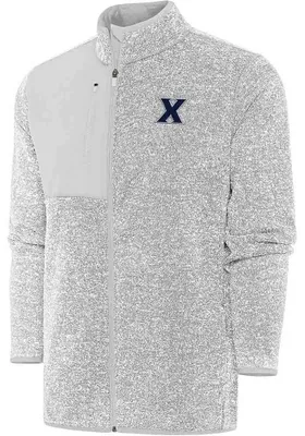 Antigua Xavier Musketeers Mens Grey Fortune Long Sleeve Full Zip Jacket