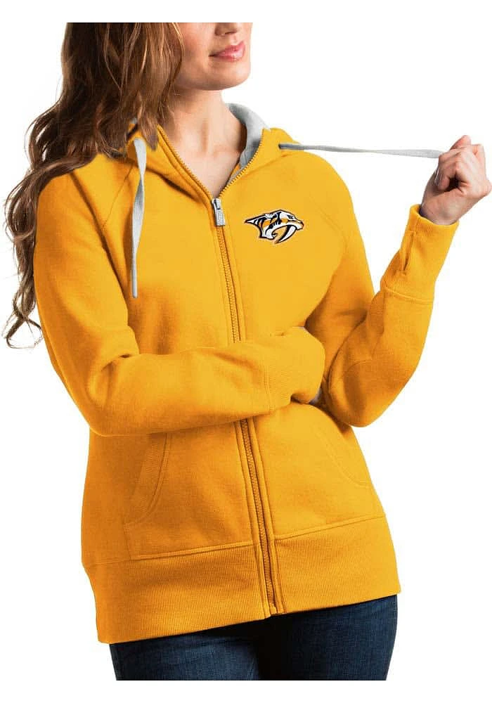 Antigua Nashville Predators Womens Gold Victory Long Sleeve Full Zip Jacket