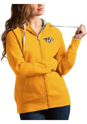 Antigua Nashville Predators Womens Gold Victory Long Sleeve Full Zip Jacket