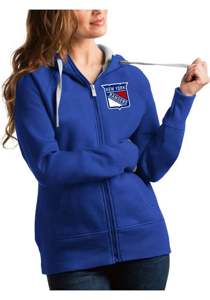Antigua New York Rangers Womens Navy Blue Victory Long Sleeve Full Zip Jacket