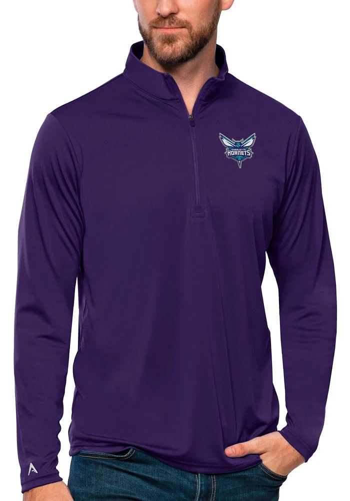 Antigua Charlotte Hornets Mens Tribute Long Sleeve Qtr Zip Pullover