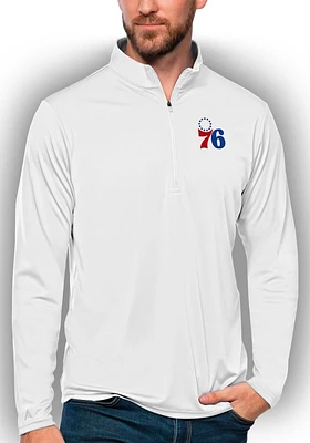 Antigua Philadelphia 76ers Mens Tribute Long Sleeve Qtr Zip Pullover