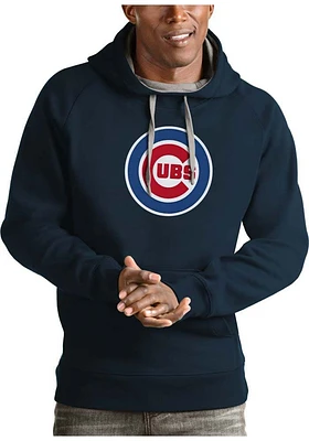 Antigua Chicago Cubs Mens Navy Blue Full Front Victory Long Sleeve Hoodie