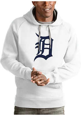 Antigua Detroit Tigers Mens White Full Front Victory Long Sleeve Hoodie