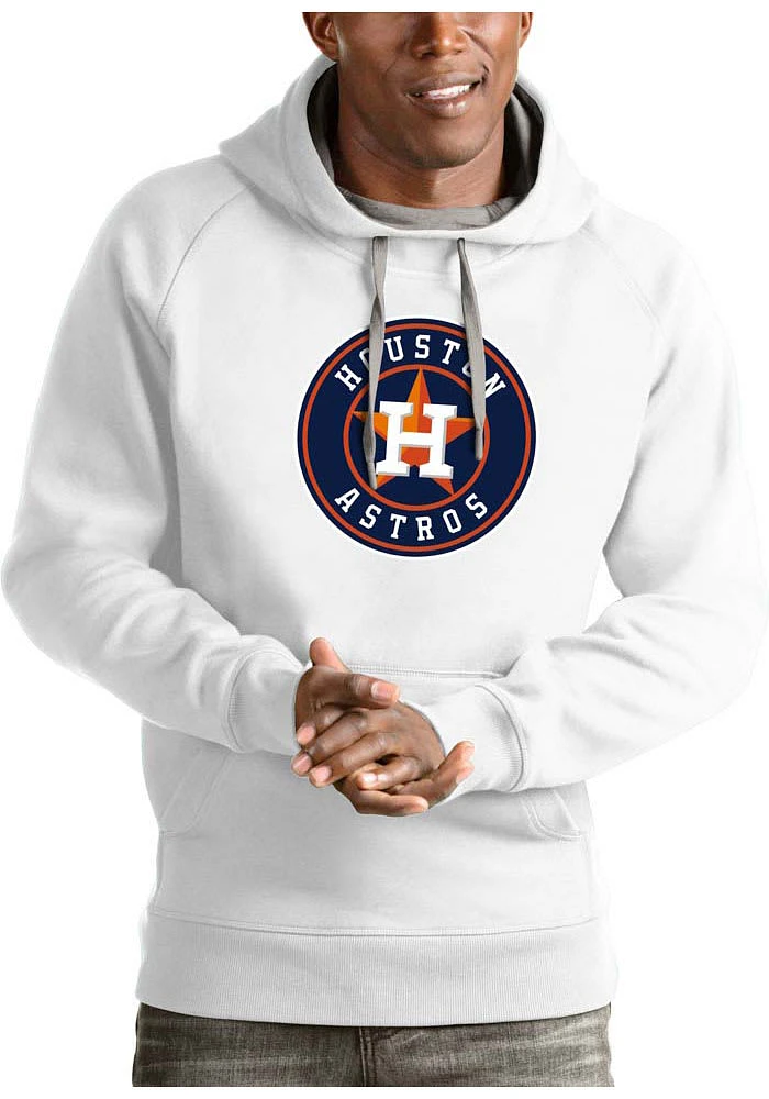Antigua Houston Astros Mens White Full Front Victory Long Sleeve Hoodie