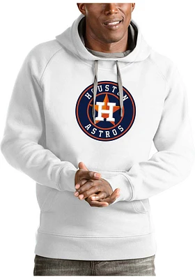 Antigua Houston Astros Mens White Full Front Victory Long Sleeve Hoodie