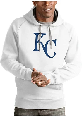 Antigua Kansas City Royals Mens White Full Front Victory Long Sleeve Hoodie