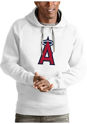 Antigua Los Angeles Angels Mens White Full Front Victory Long Sleeve Hoodie