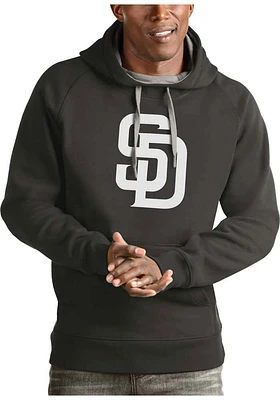 Antigua San Diego Padres Mens Charcoal Full Front Victory Long Sleeve Hoodie
