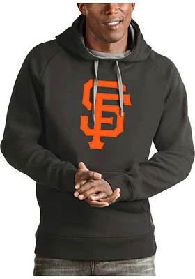 Antigua San Francisco Giants Mens Charcoal Full Front Victory Long Sleeve Hoodie