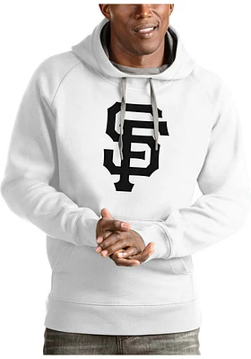 Antigua San Francisco Giants Mens White Full Front Victory Long Sleeve Hoodie