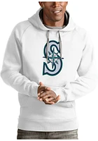Antigua Seattle Mariners Mens White Full Front Victory Long Sleeve Hoodie