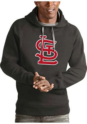 Antigua St Louis Cardinals Mens Charcoal Full Front Victory Long Sleeve Hoodie
