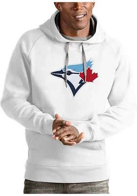 Antigua Toronto Blue Jays Mens White Full Front Victory Long Sleeve Hoodie