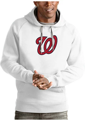 Antigua Washington Nationals Mens White Full Front Victory Long Sleeve Hoodie