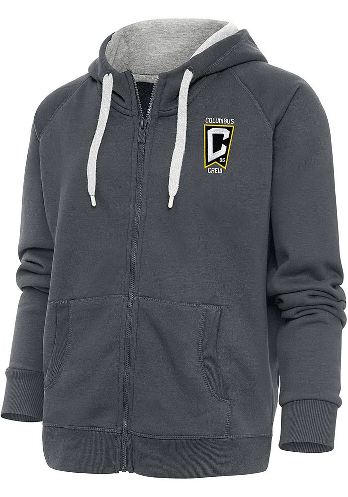 Antigua Columbus Crew Womens Charcoal Victory Long Sleeve Full Zip Jacket