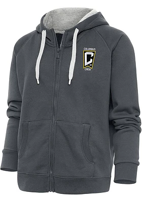 Antigua Columbus Crew Womens Charcoal Victory Long Sleeve Full Zip Jacket