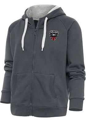 Antigua DC United Womens Charcoal Victory Long Sleeve Full Zip Jacket