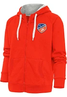 Antigua FC Cincinnati Womens Orange Emblem Victory Long Sleeve Full Zip Jacket