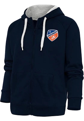 Antigua FC Cincinnati Womens Navy Blue Victory Long Sleeve Full Zip Jacket
