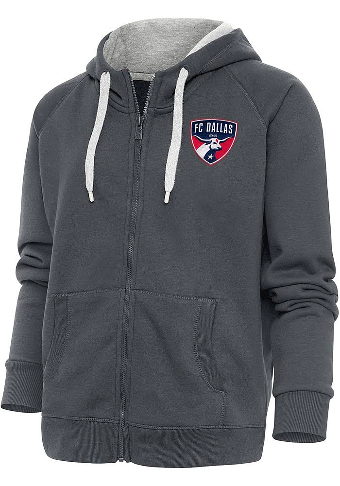 Antigua FC Dallas Womens Charcoal Victory Long Sleeve Full Zip Jacket