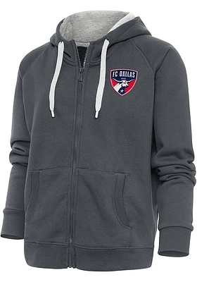 Antigua FC Dallas Womens Charcoal Victory Long Sleeve Full Zip Jacket