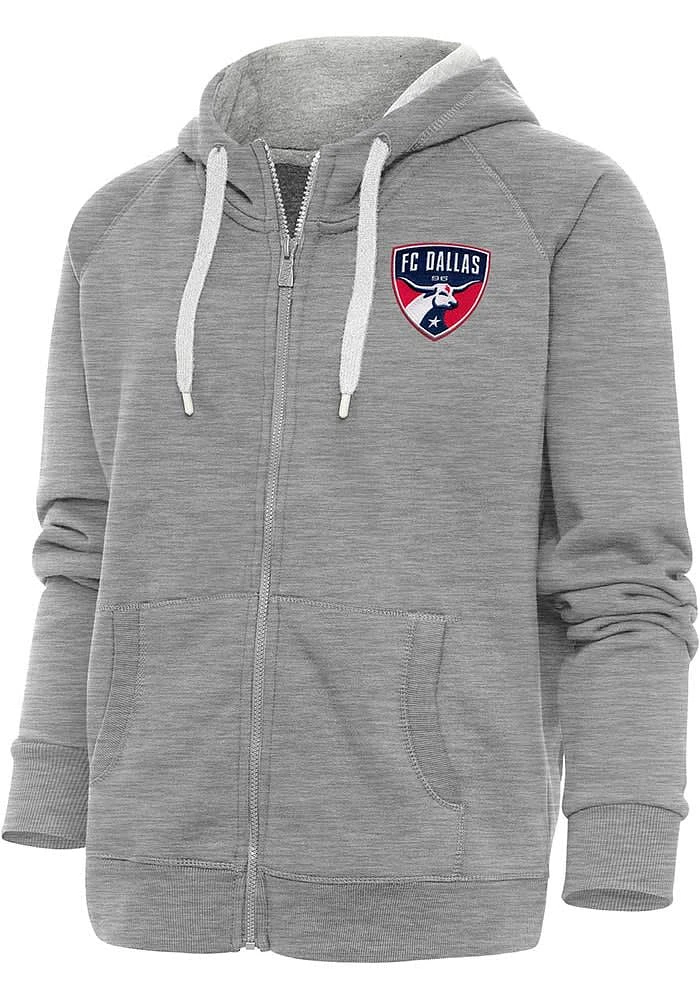 Antigua FC Dallas Womens Grey Victory Long Sleeve Full Zip Jacket