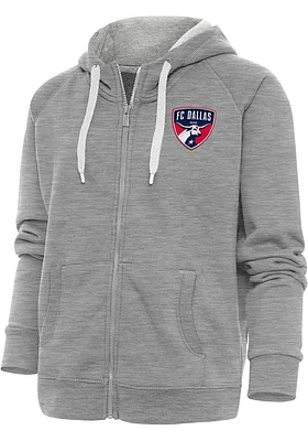 Antigua FC Dallas Womens Grey Victory Long Sleeve Full Zip Jacket