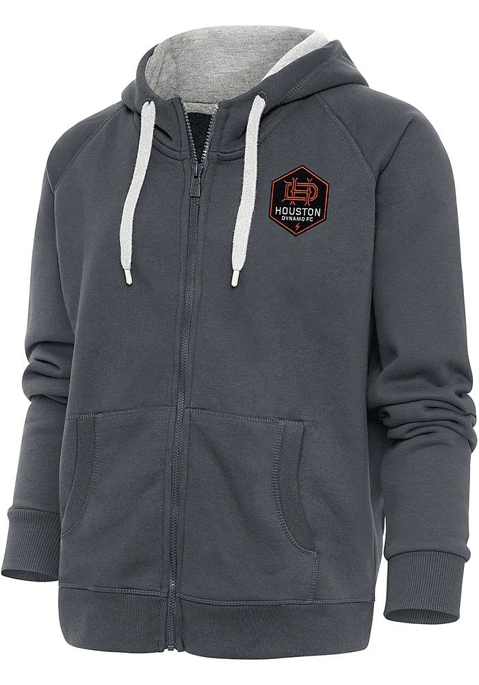 Antigua Houston Dynamo Womens Charcoal Victory Long Sleeve Full Zip Jacket