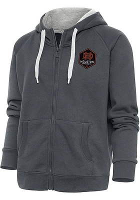 Antigua Houston Dynamo Womens Charcoal Victory Long Sleeve Full Zip Jacket
