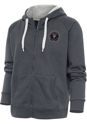 Antigua Inter Miami CF Womens Charcoal Victory Long Sleeve Full Zip Jacket