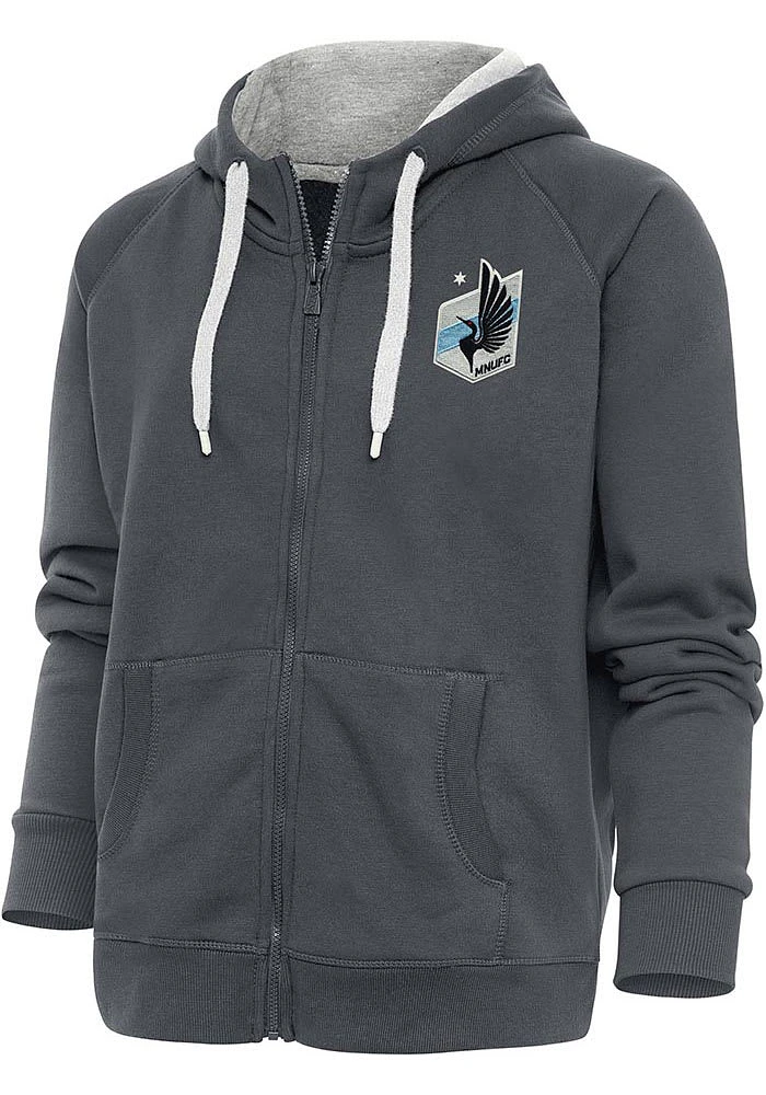 Antigua Minnesota United FC Womens Charcoal Victory Long Sleeve Full Zip Jacket