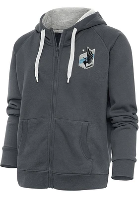 Antigua Minnesota United FC Womens Charcoal Victory Long Sleeve Full Zip Jacket