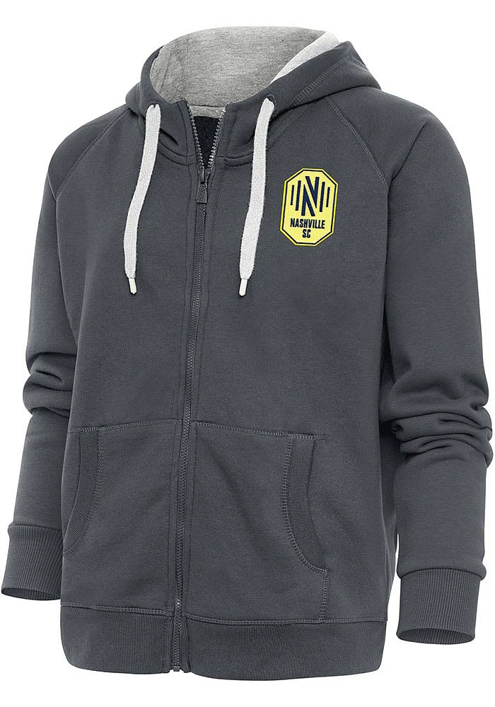 Antigua Nashville SC Womens Charcoal Victory Long Sleeve Full Zip Jacket