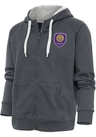 Antigua Orlando City SC Womens Charcoal Victory Long Sleeve Full Zip Jacket