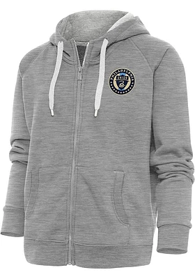 Antigua Philadelphia Union Womens Grey Victory Style Long Sleeve Full Zip Jacket