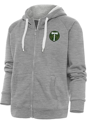 Antigua Portland Timbers Womens Grey Victory Long Sleeve Full Zip Jacket
